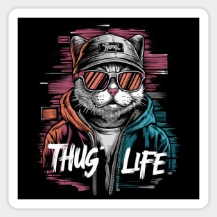 Thug Life Cat Design in Bold Colors Sticker